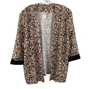Anthony Richards Womens Size 22 1/2 Open Front Leopard Print Kimono Jacket